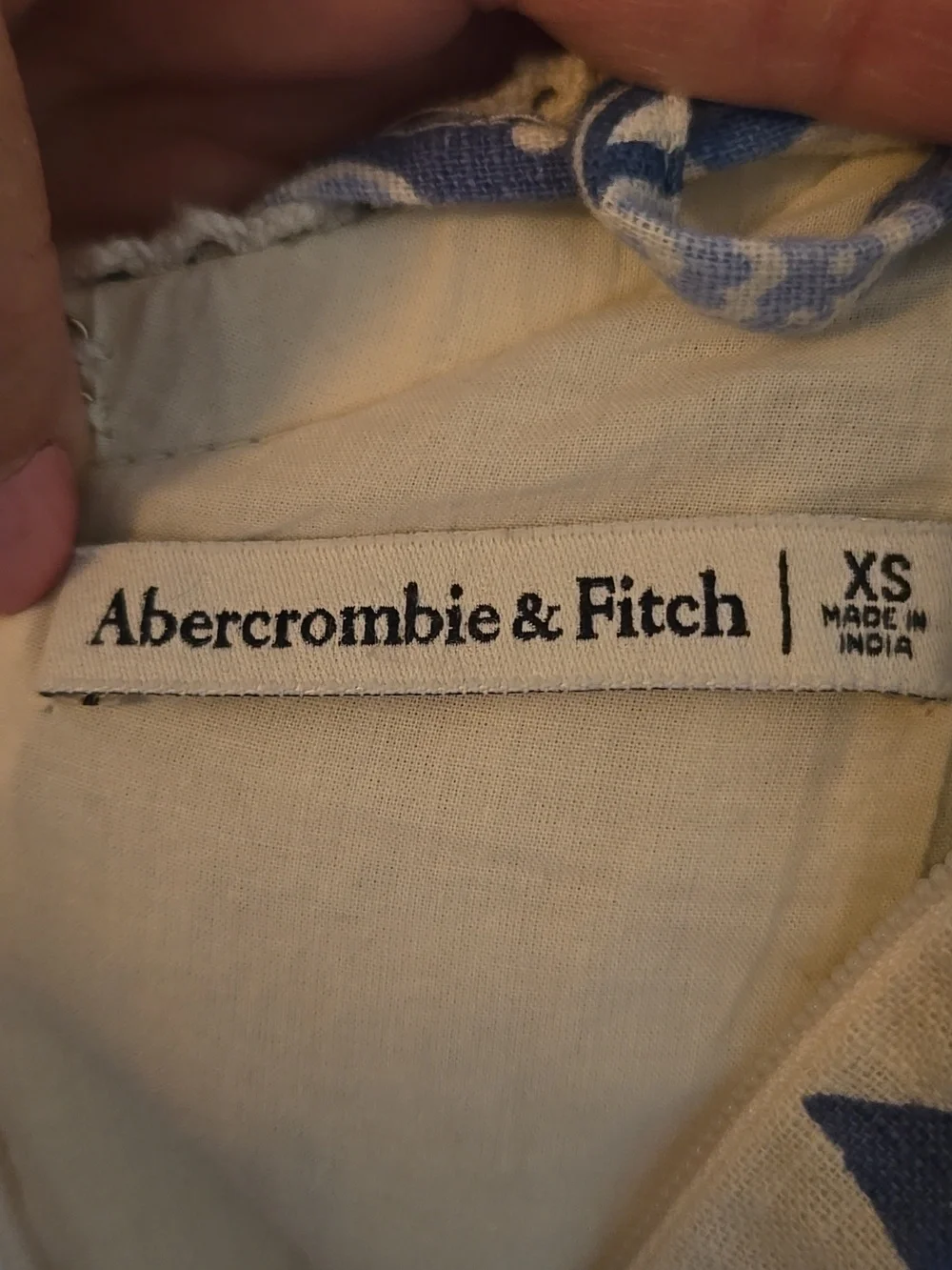 Abercrombie & Fitch | Cream And Blue Floral Linen Blend Mini Dress Size XS - Picture 8 of 10